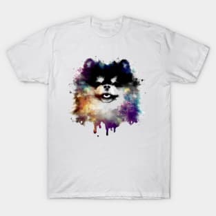 Adorable Pomeranian Puppy Floof Stencil Art Piece T-Shirt